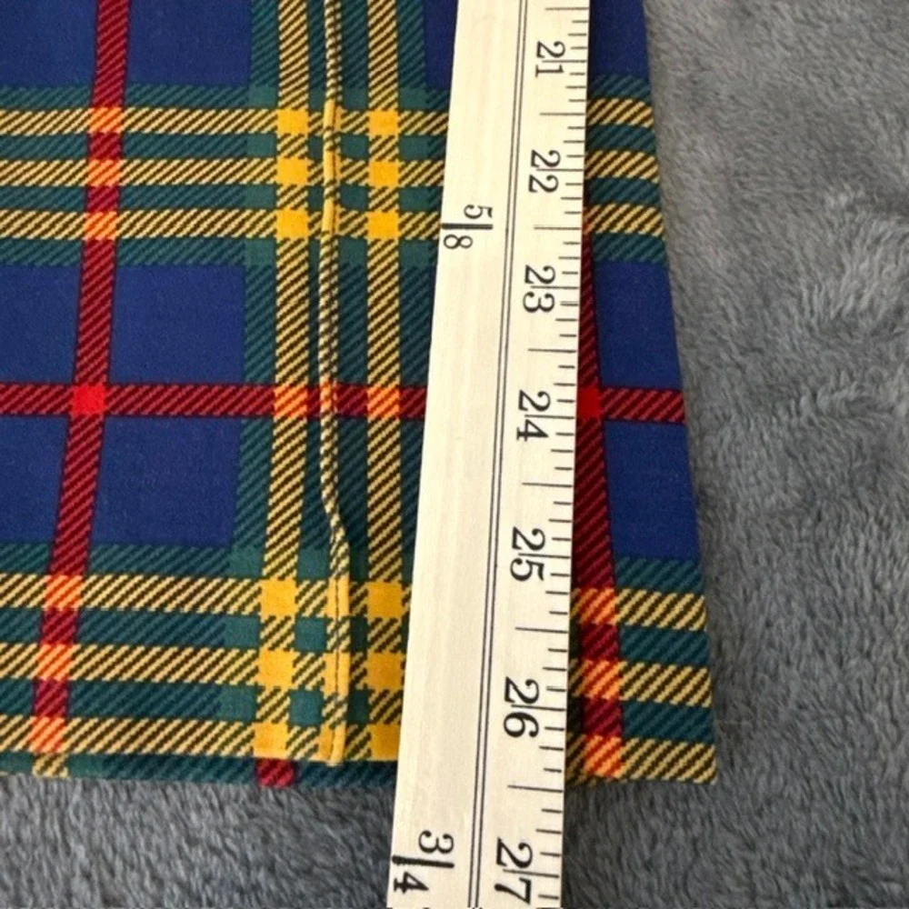 J.McLaughlin Masie Pant Trousers Plaid Blue Yellow Red Stretch Pull On XS